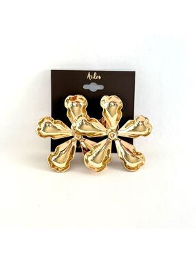 ARDENE | Oversized Super Shiny Gold-Tone Flower Petal Earrings | NWT